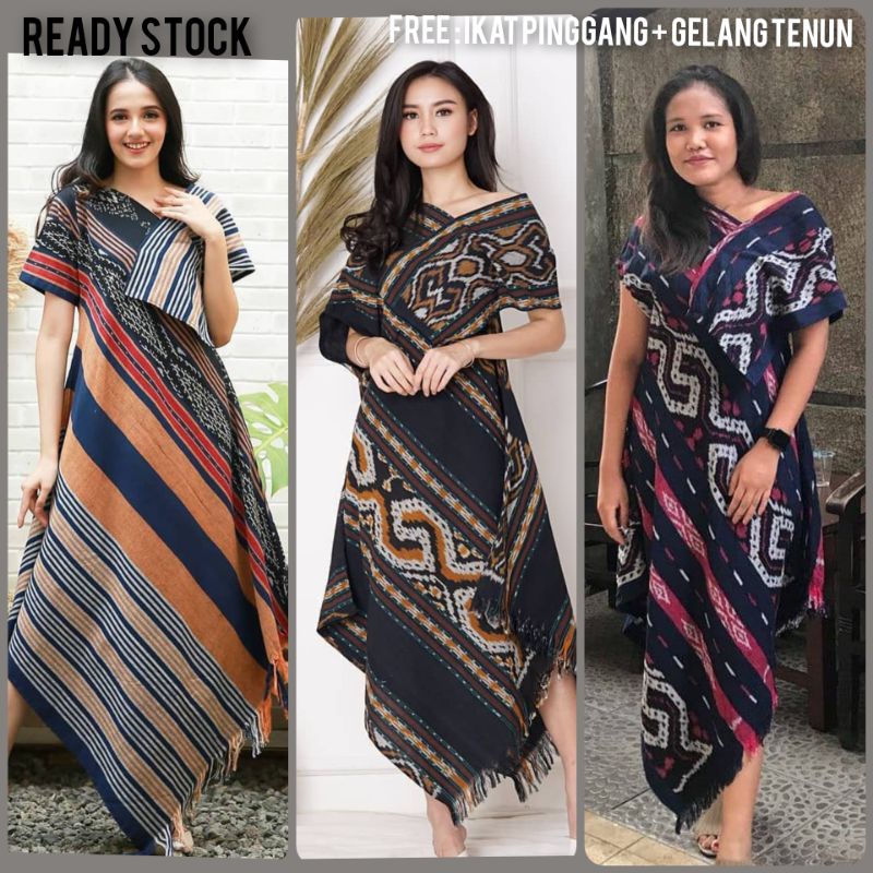 Jual Dress Tenun Baju atasan wanita tunik tenun motif modern + free