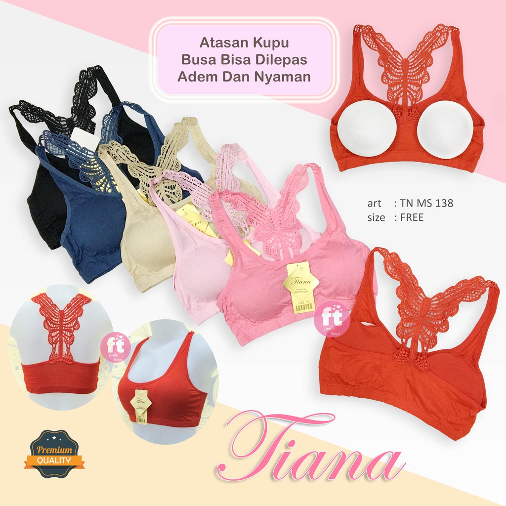 MURAH!!  Bra Sport KUPU / Bh Fashion Atasan Kupu Busa Lepas / Dalaman Olahraga Perempuan Dewasa dan Remaja / All Size / art TN MS 138