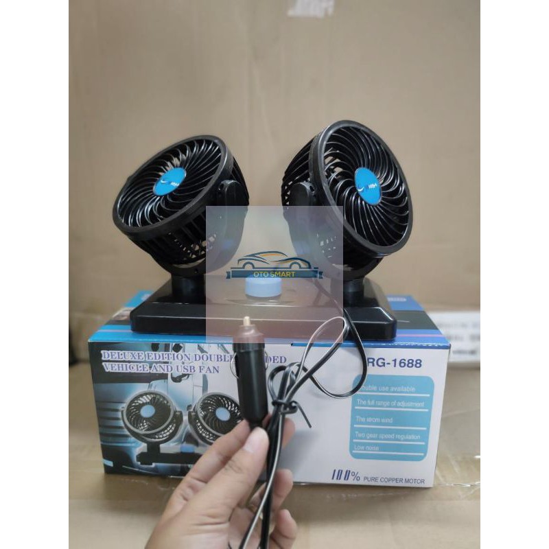 Kipas Angin Mobil 12V&amp;24V Doublle-Headed Fan Aksesoris Mobil Interior