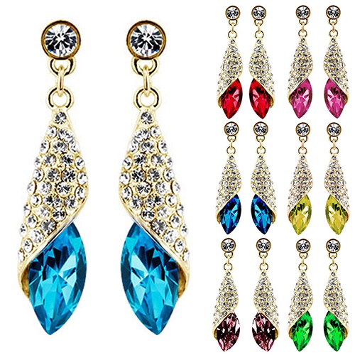 Hu Hu Hu Hu Hu Alat Bantu Pasang Kacamata♡ Anting Tusuk Gantung Wanita Hias Berlian Imitasi Berkilau Untuk Pernikahan / Pertunangan