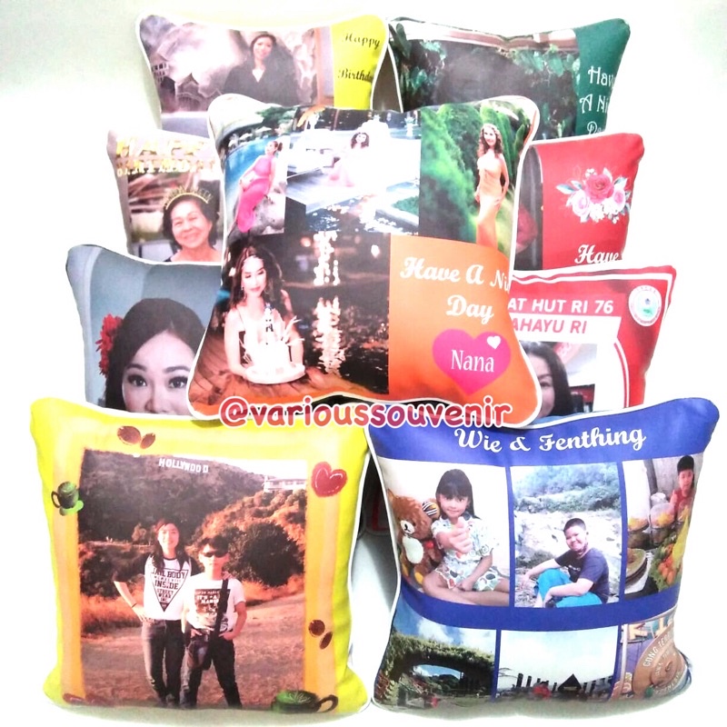 Bantal Foto Custom Waterproof Bolak Balik Hadiah Wisuda Kado Ultah Pernikahan Wedding Anniversary