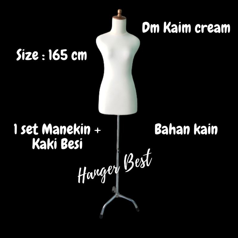 Manekin Wanita DM CREAM Lapis Busa Dressmaker - Patung Baju Dm CREAM Busa Pentul Set Tiang | tusuk jarum menyamping | dress making