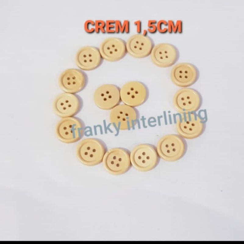 KANCING KAYU LEBAR 1,5 sd 2,5cm 4 LOBANG ISI 1 LUSIN