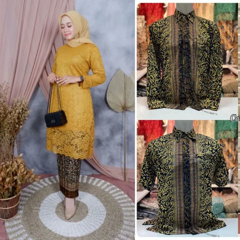 Kebaya Couple Tunik Brukat Kinanti / Batik Couple / Baju Kebaya Kondangan Couple