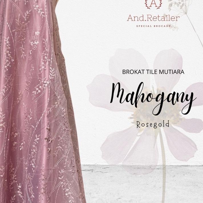 *Promo* Bahan Kain Kebaya Brokat Akar Tile Mutiara Mahogany Glitter Warna Rose Gold Penawaran Terbai