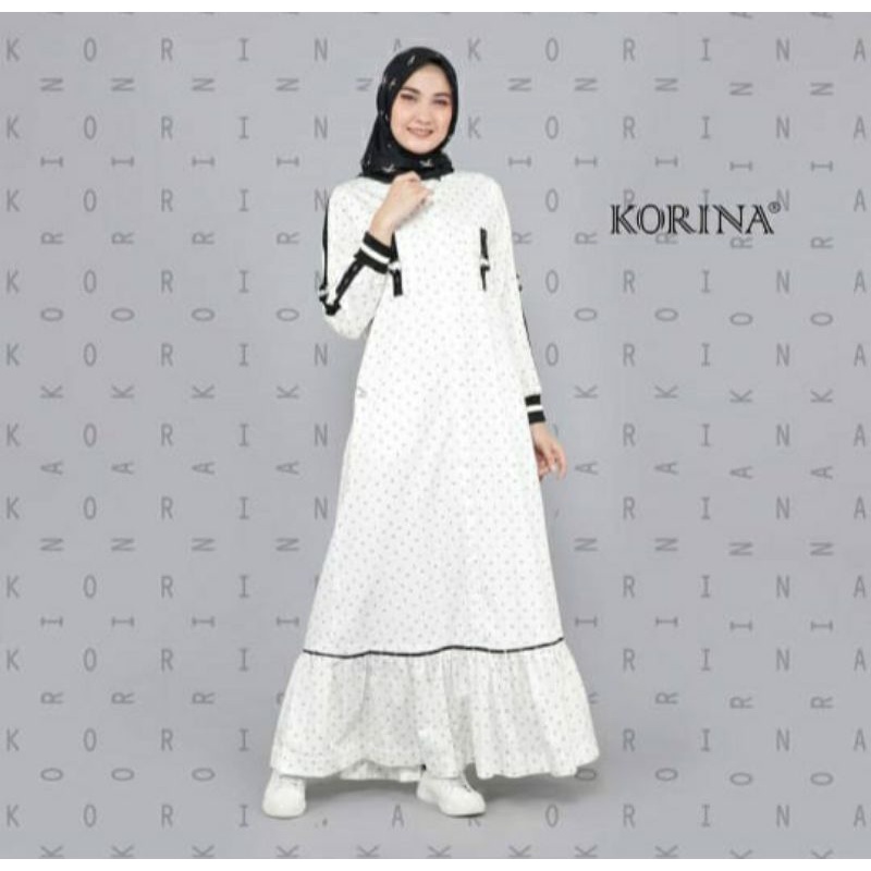 dress korina abjad putih sale