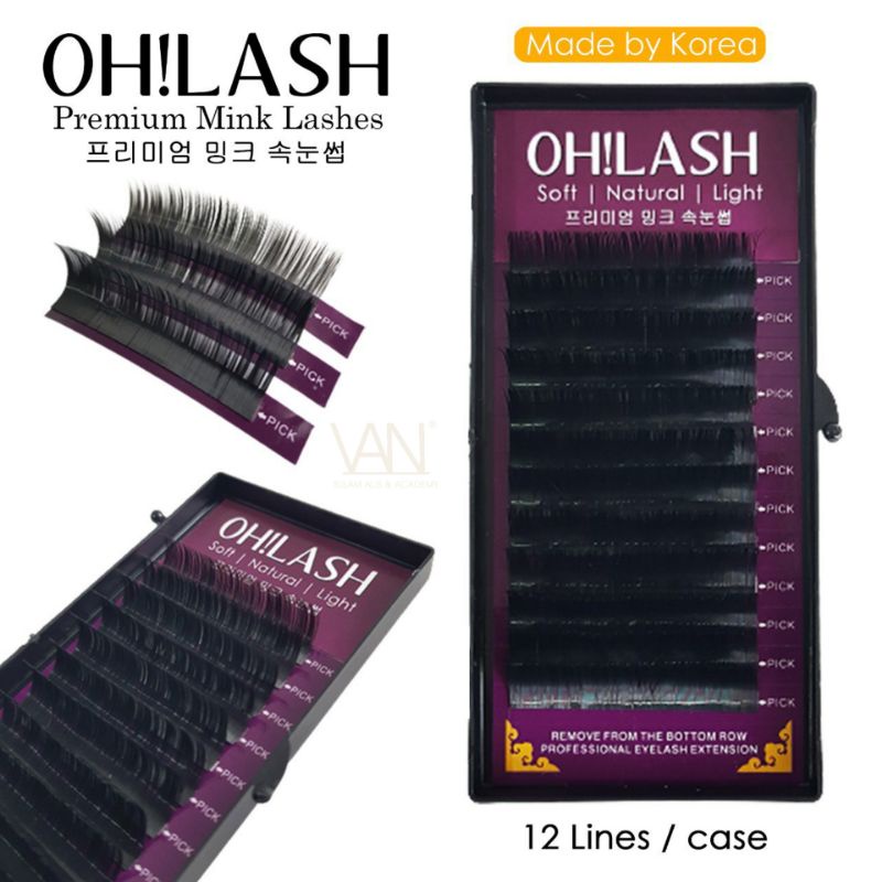 OH!LASH BULU MATA CABANG VOLUME EYELASH EXTENSION PREMIUM MINK LASHES 12 LINES / CASE MADE BY KOREA