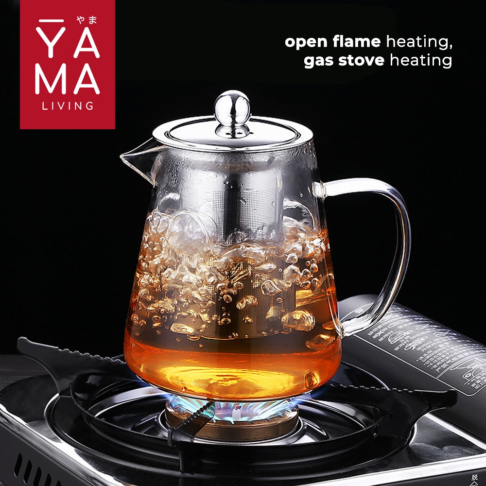 YAMA KYOSA Tea Pot Infuser Teko Teh Kaca Stainless Teapot Teko Teh Dengan Saringan Tea Maker