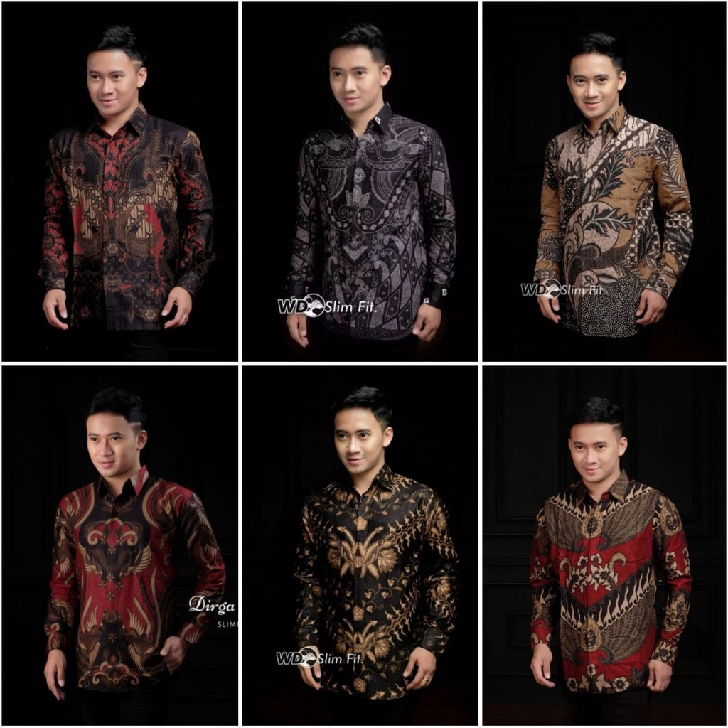 Batik Pria Lengan Panjang BATIK NAKULA HRB026 motif KERATONAN Kode 002 size M L XL XXL Reguler