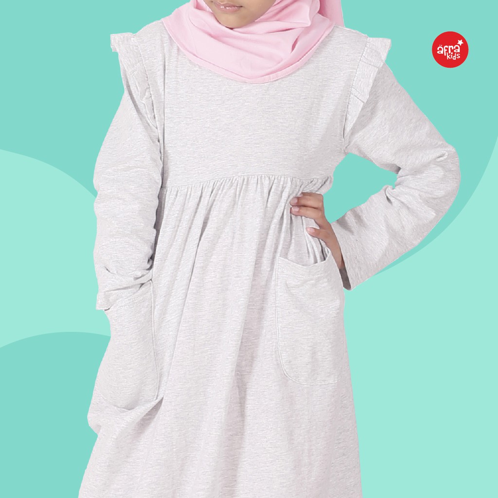 Gamis Anak Afrakids AFRA - GA001 Abu Misty - Baju Muslim Anak Perempuan