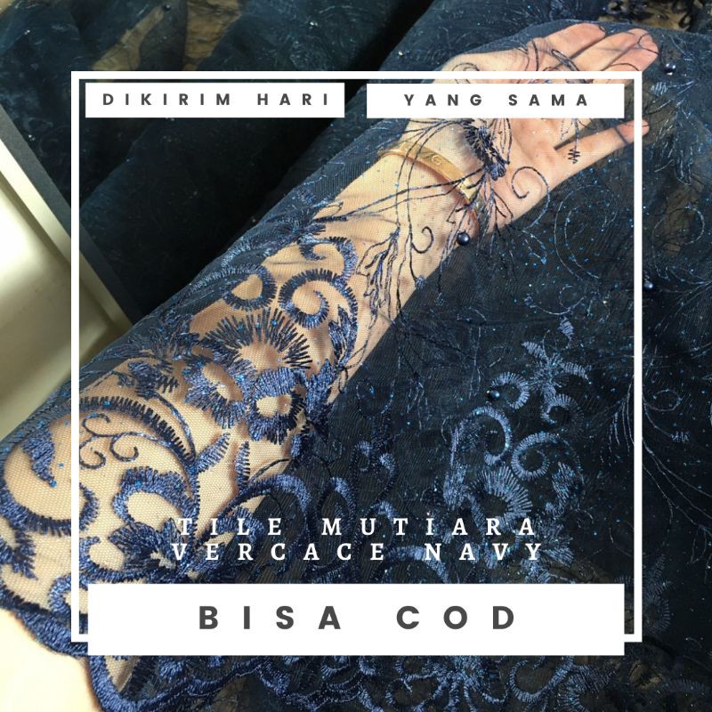 Kain Tile Mutiara Vercace Warna Navy Biru Dongker