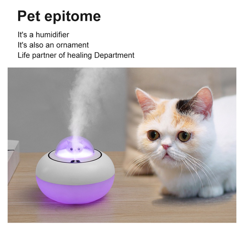 Humidifier Pelembab Udara Usb Bentuk Kartun Kucing Lucu Dengan Lampu Malam