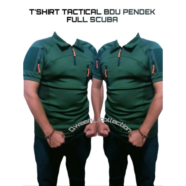 Kaos pendek bdu tactical full scuba polo shirt velkro scuba