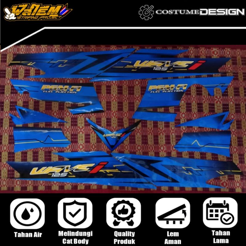 STRIPING SUPRA X 125 2007 BIRU WAVE