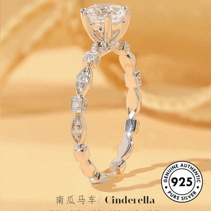 Cincin Aksen Berlian Bahan S925 Silver Untuk Wanita