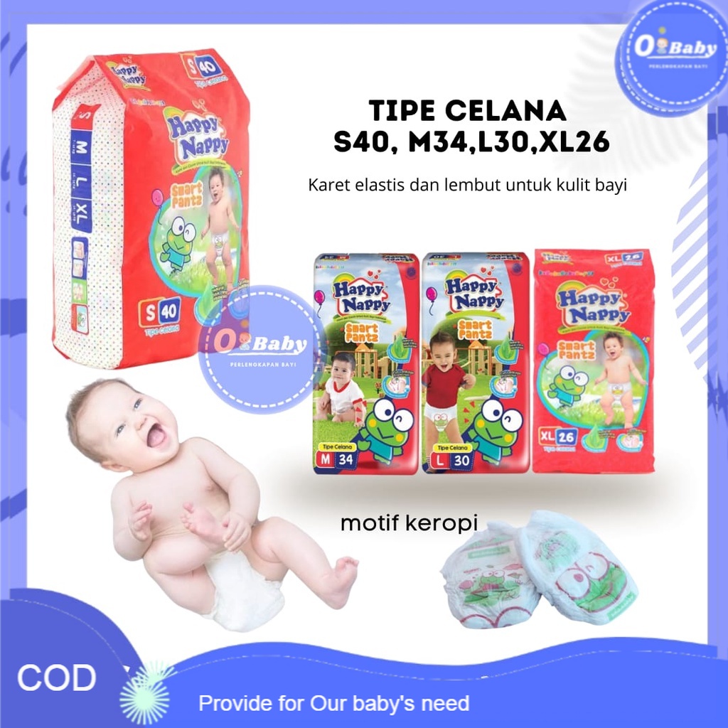 HAPPY NAPPY SMART PANTS PAMPERS CELANA S40 / M 34 / L 30 / XL 26