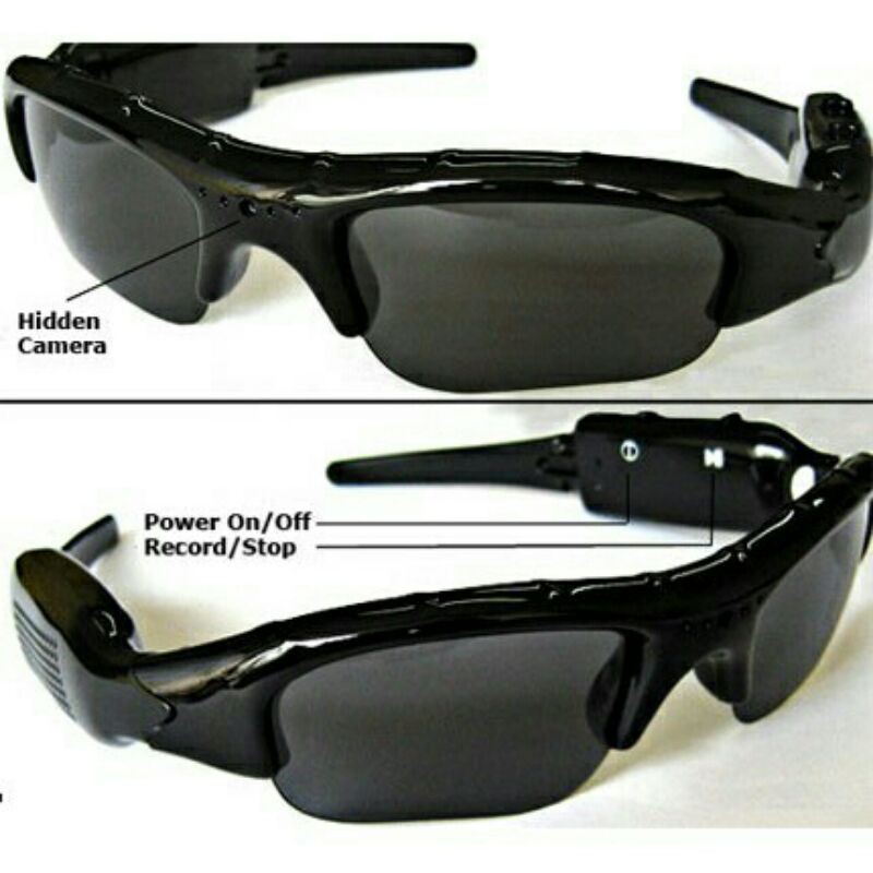 Kacamata Kamera / Spy Camera Kaca mata Black Sunglasses Glasses Hitam Spycam Cam Rekam Video Suara