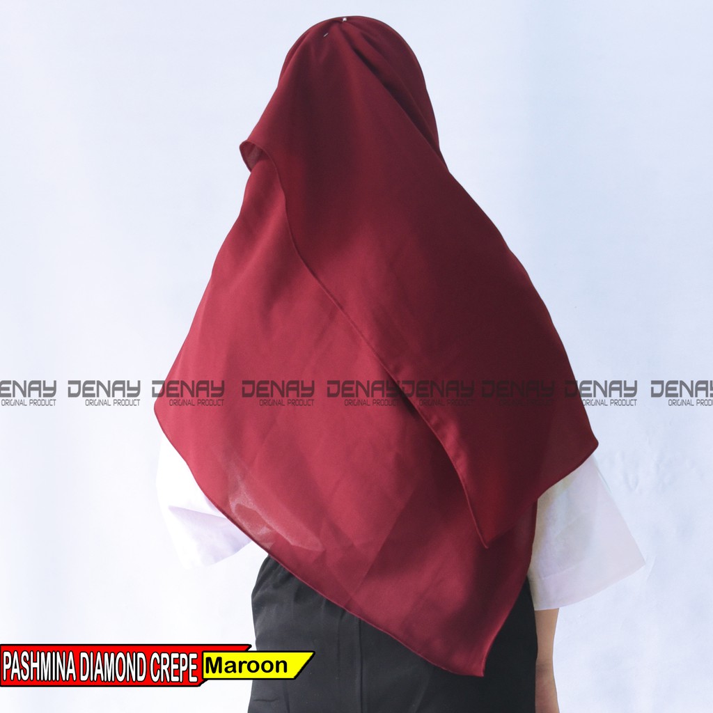 TOKODENAY - HIJAB PASHMINA DIAMOND CREPE - (175 x 75) JAHIT TEPI PASHMINA JILBAB POLOS