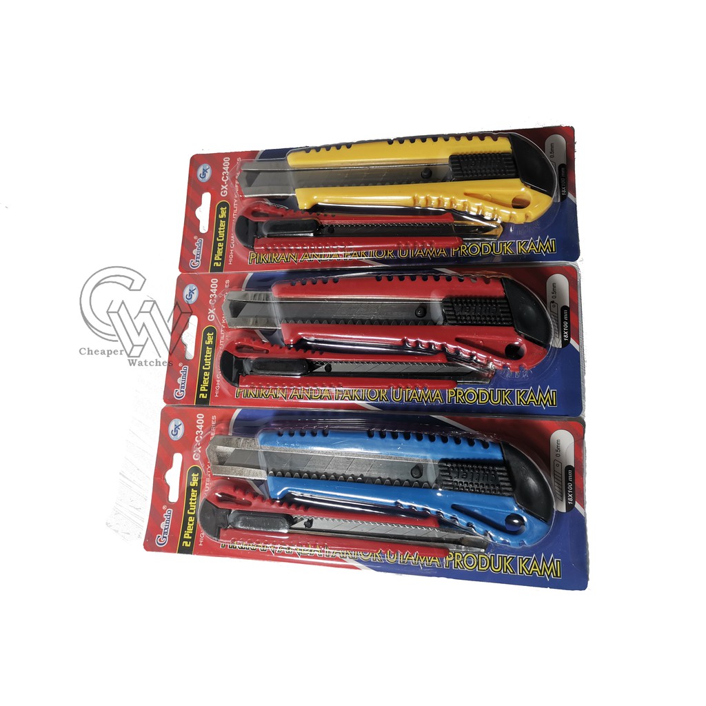 Cheaper-Cutter Pisau Besar Kecil Pemotong Kertas  Karter Tajam Cutter Knife Pen Berkualitas Termurah 1 Set