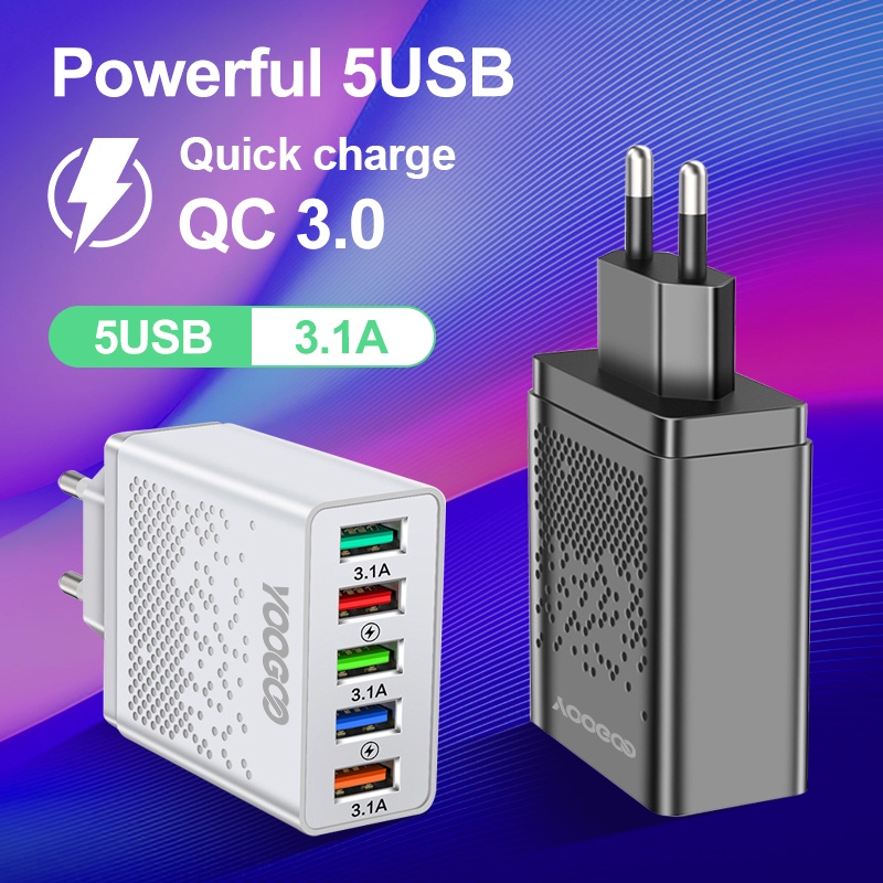 Original 5 Port Quick Adapter Charger 3.1A Fast Charging 5 USB