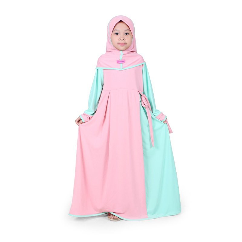 BAJUYULI Baju  Muslim Anak Perempuan  Gamis Jersey Peach 