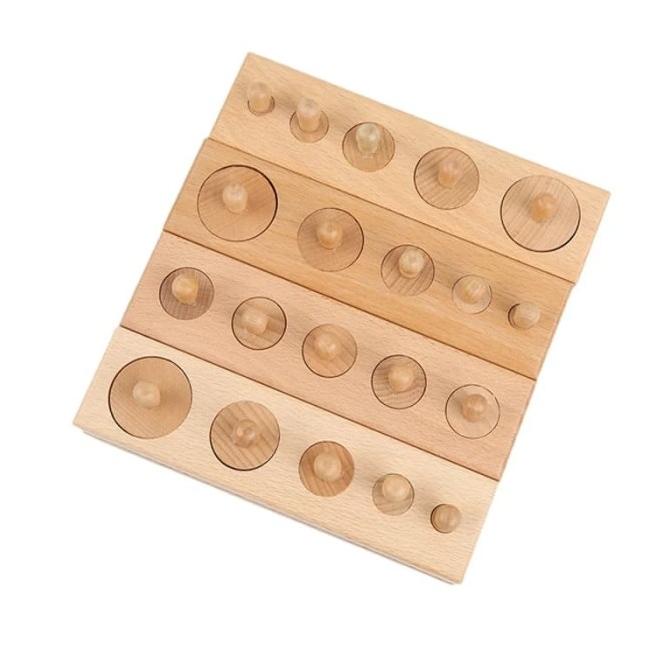 Aparatus Montessori Knobbed Cylinder Socket Silinder