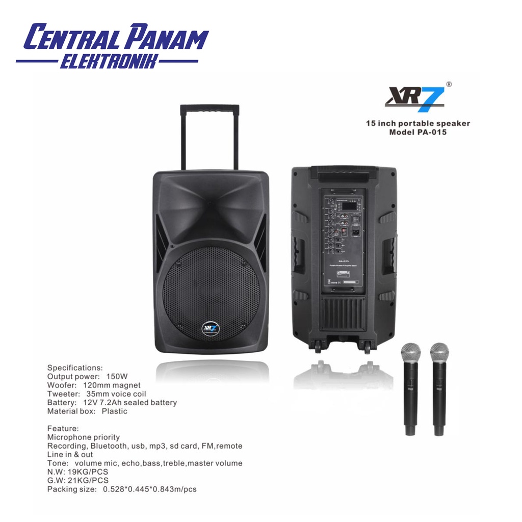 XR7 SPEAKER PORTABLE PA-015 15 Inch Central Panam Elektronik