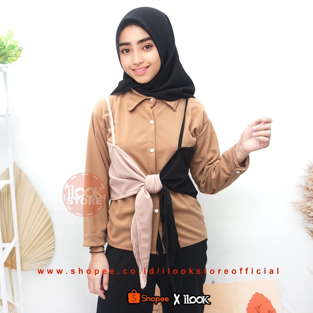 ilook | Rosi Top | Atasan Blouse Rosi | Magnolia Top | Blouse Muslim Korean Style-ROSI TOP - COKLAT