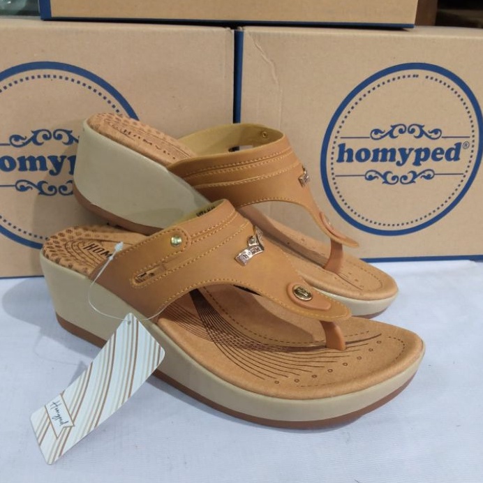 sandal wedges wanita Homyped vita-n 63 original tan sendal jepit tinggi