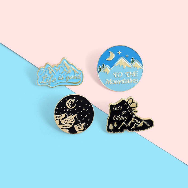 Bros Pin Enamel Desain Gunung Api Petualangan Alam Aksesoris Jaket / Tas Ransel / Camping / Hiking / Hadiah