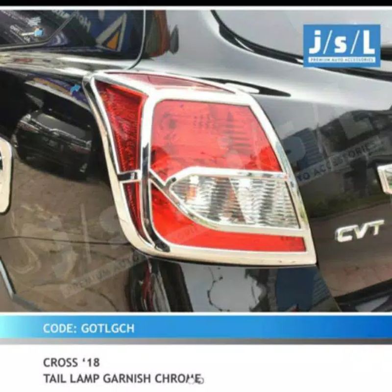 Garnish lampu belakang Datsun cross/ tail lamp garnish Hitam &amp; Chrome jsl