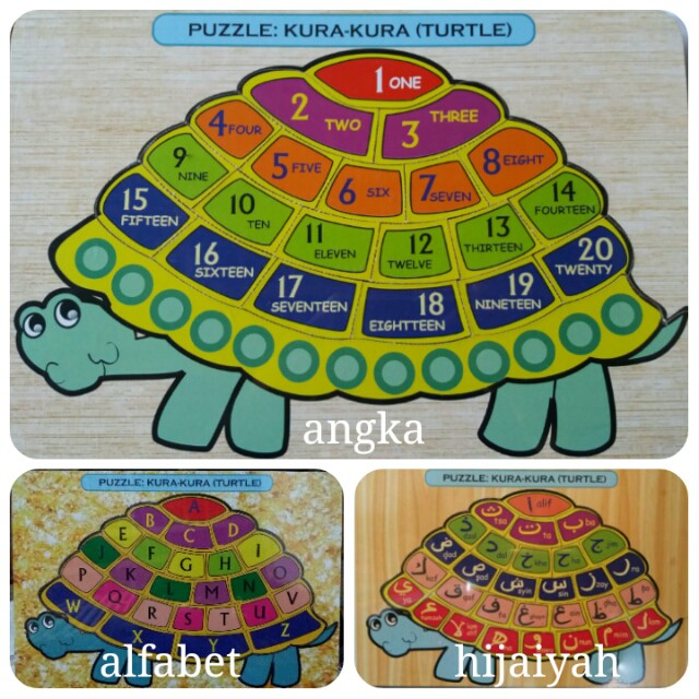 Mainan Puzzle Kayu Edukatif Hewan Kura