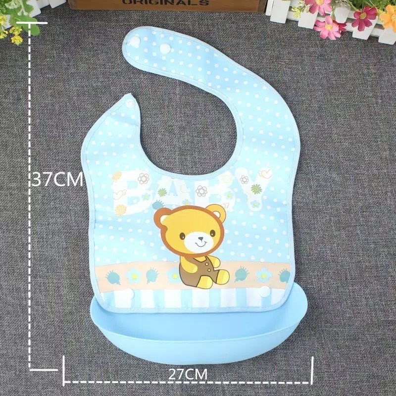 EM Celemek Makan Bayi Baby BIB Slabber Full Silikon