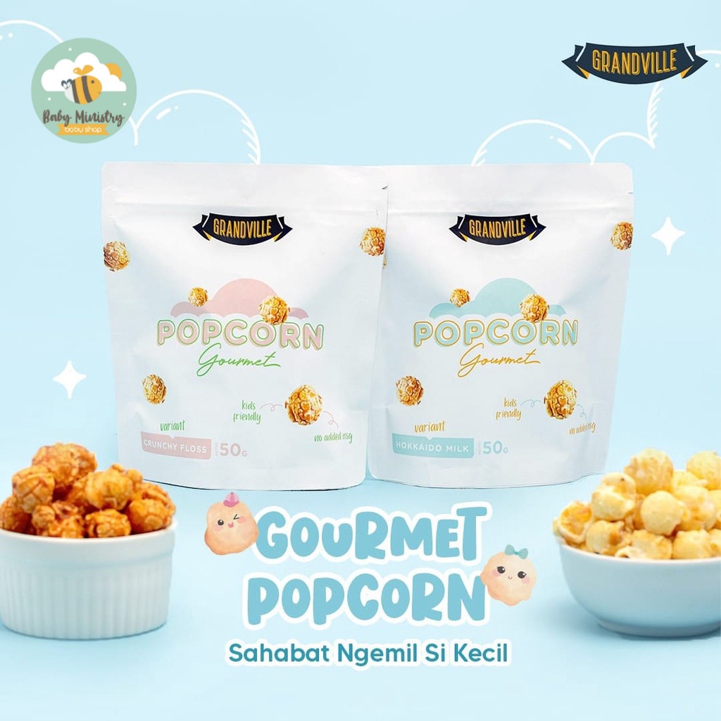 GRANDVILLE POPCORN  GOURMET/ CRUNCHY POPCORN  / MAKANAN BAYI / SNACK ANAK DAN BAYI