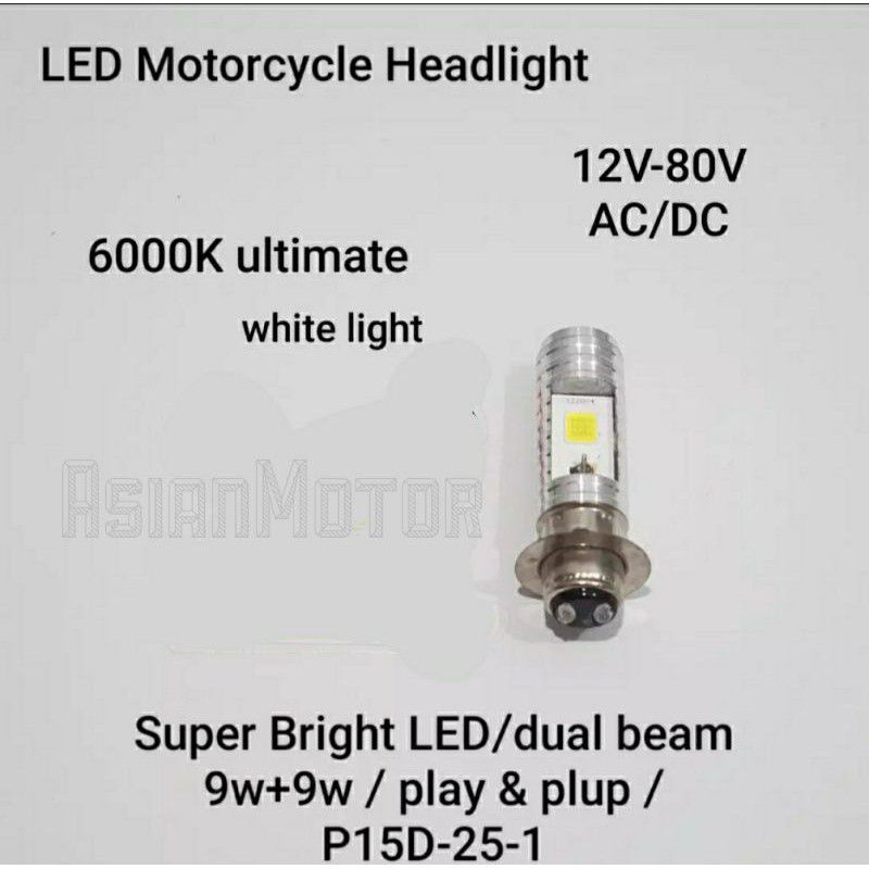 LAMPU LED DEPAN motor bebek matic AC DC H6 2 sisi universal