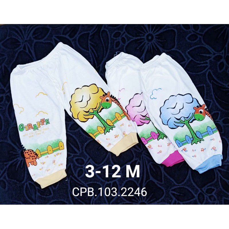 Celana panjang bayi kaki tutup isi 6pcs / Celana bayi katun 0 - 12m wiedy