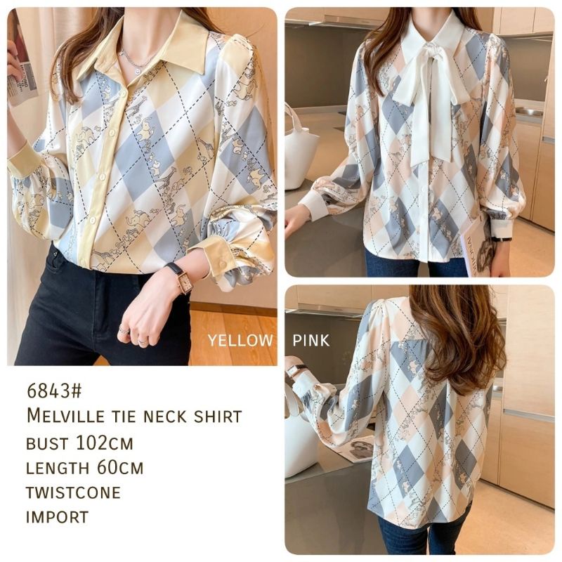 MDLV 6843 MELVILLE TIENECK SHIRT KEMEJA KOREA KEMEJA WANITA KEMEJA PREMIUM BEST SELER FASHION IMPORT