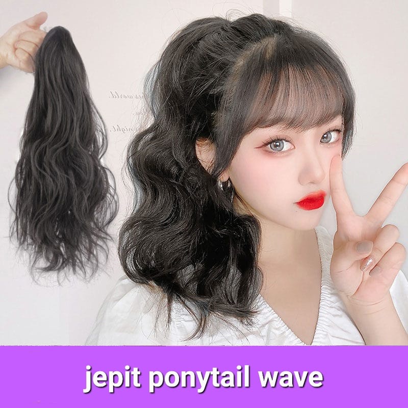 JEPIT RAMBUT PONYTAIL WAVE KOREA IMPORT AKSESORIS FASHION WIG HAIR EXTENSION RAMBUT PALSU