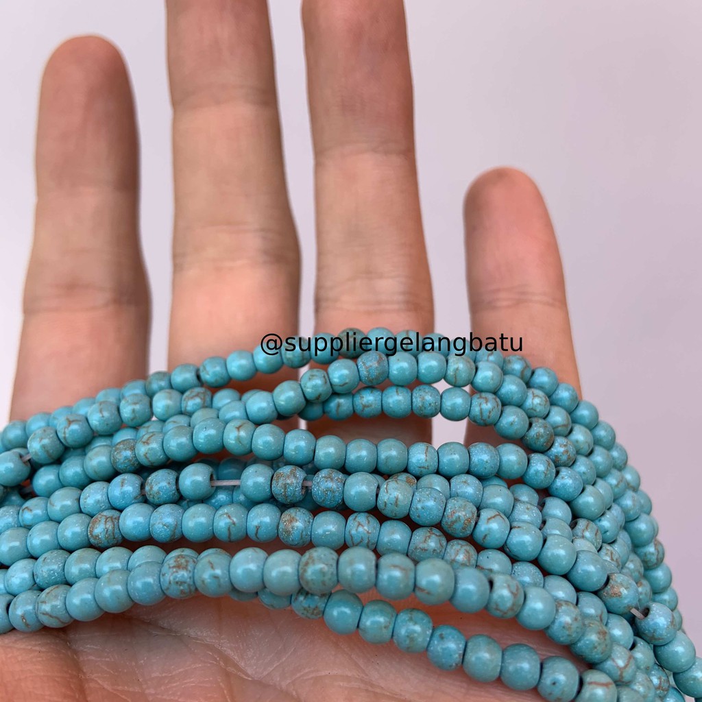 bahan Blue pirus Biru 4mm natural phyrus bahan gelang kalung howlite