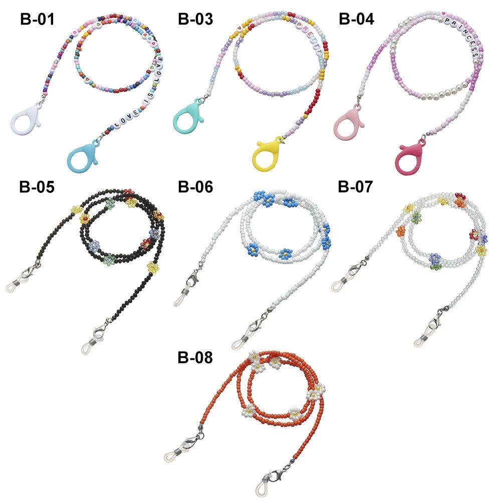 Lily Lanyard Huruf Nyaman Manik-Manik Warna-Warni Tali Holder Kacamata