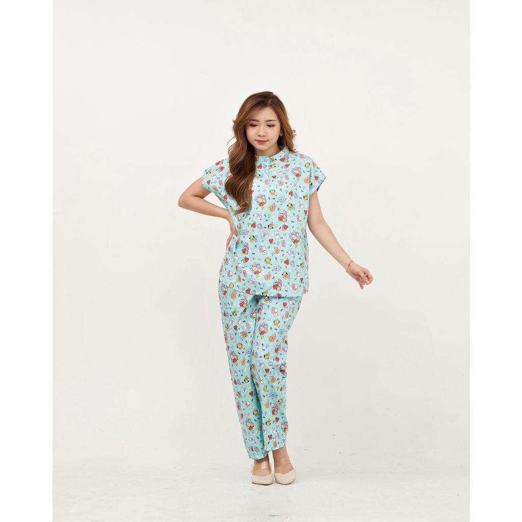 IZANY Piyama Dewasa Daily Set / One Set Aeon all size Lengan Pendek Allsize-BT21 TOSCA