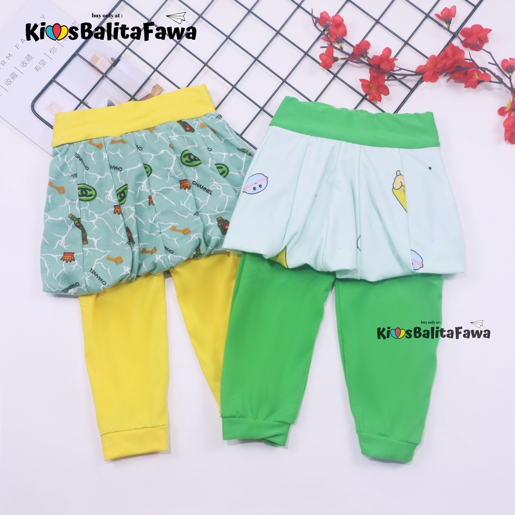 Legging Balloon Baby Girl 0-12 Bulan / Leging Rok Celana Panjang - Pants Baby Kaos - Motif Polos