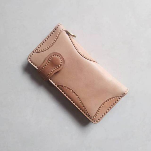Biker Bifold Wallet / Dompet Panjang Kulit Warna Natural