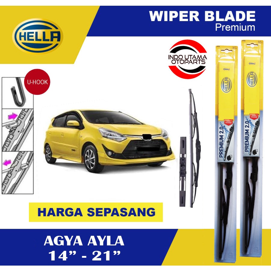 Wiper Blade Mobil Agya Ayla HELLA Premium 2.0 (14-21)