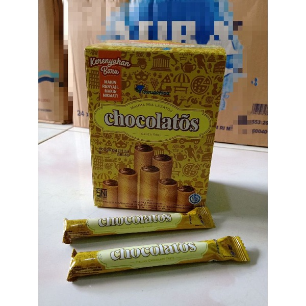 

chocolatos Wafer Roll renyah dan nikmat 1 box isi 24pcs @8,5gr