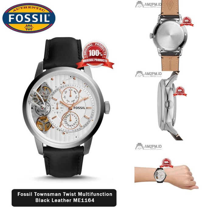 Suplier Fossil Townsman Twist Multifunction Black Leather ME1164 Ori