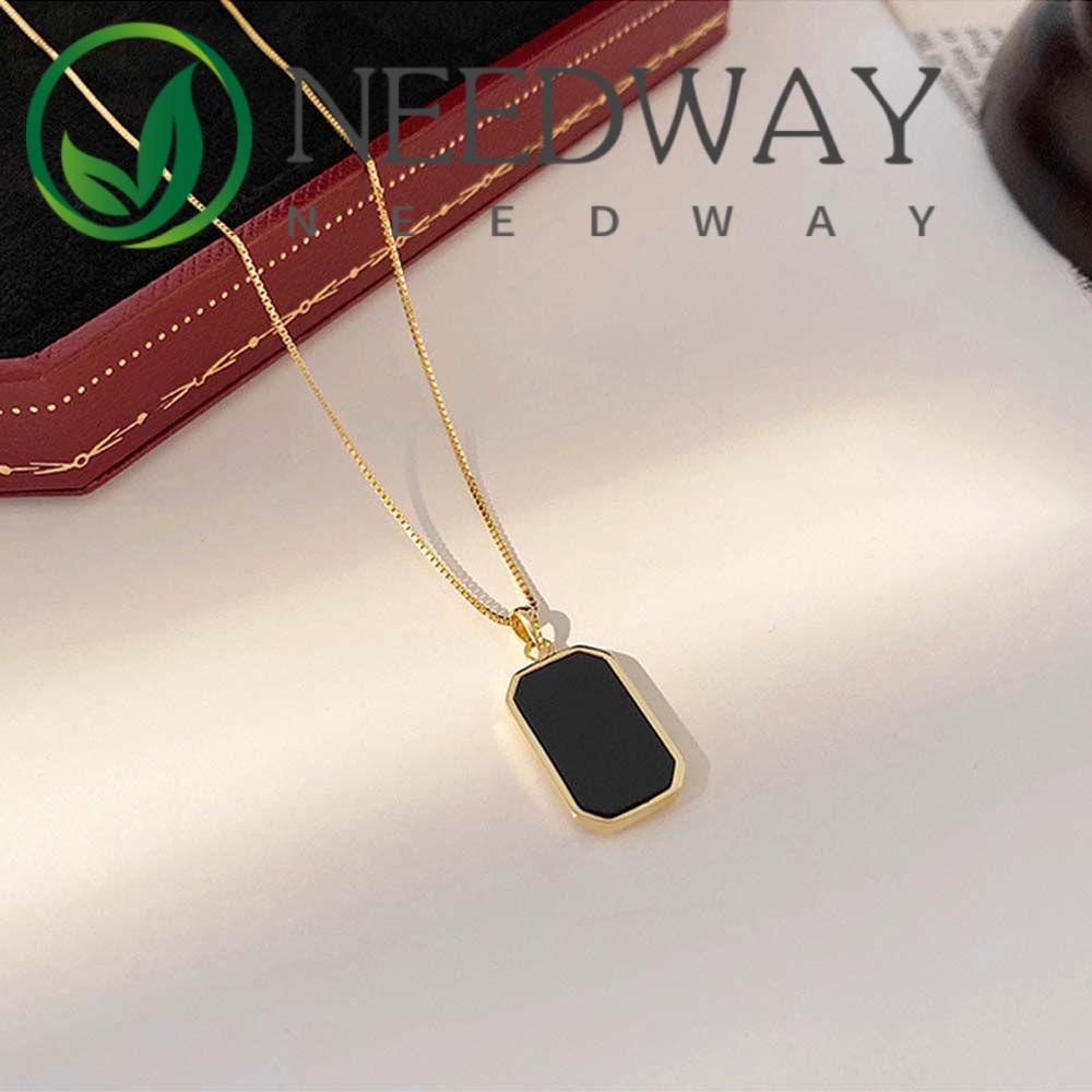 Needway  Geometric Clavicle Chain Simple Alloy Women Necklace Trendy Korean Personality Square Temperament Girls Fashion Jewelry/Multicolor