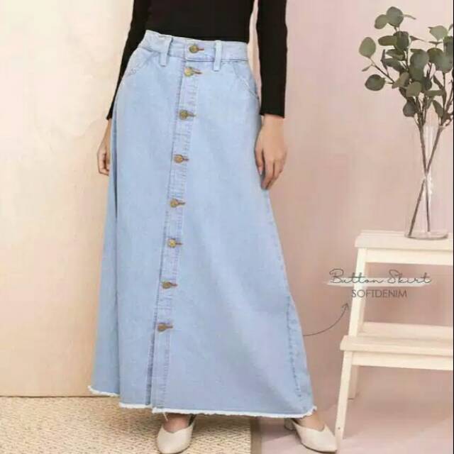 ROK JEANS BUTON / ROK KANCING / ROK JEANS WANITA