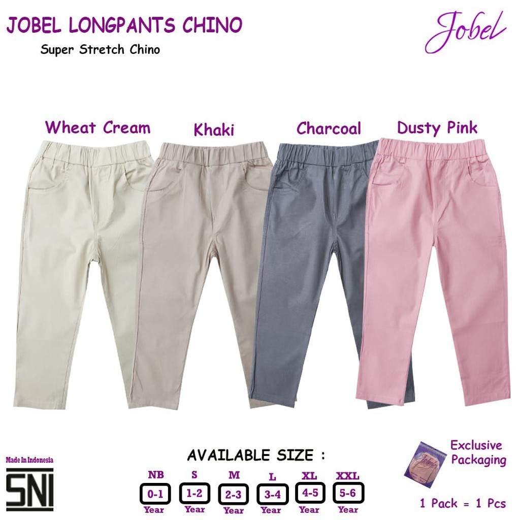 [Warna Khaki Size NB - XXL ] Kazel Jobel Long Pants Chino Unisex Celana Panjang Anak