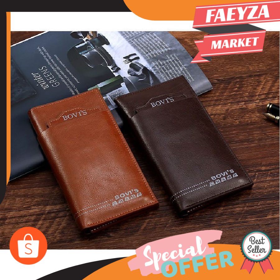 Dompet Panjang Pria Wallets PU Leather Long Retro Purse Male Wallet / Dompet Tangan Bovi’s